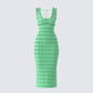 Kairi Green Ruffle Trim Midi Dress product front