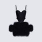 Fara Black Satin Faux Fur Set product front