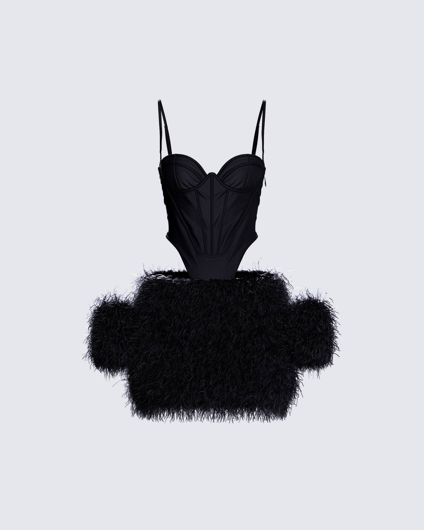 Fara Black Satin Faux Fur Set product front
