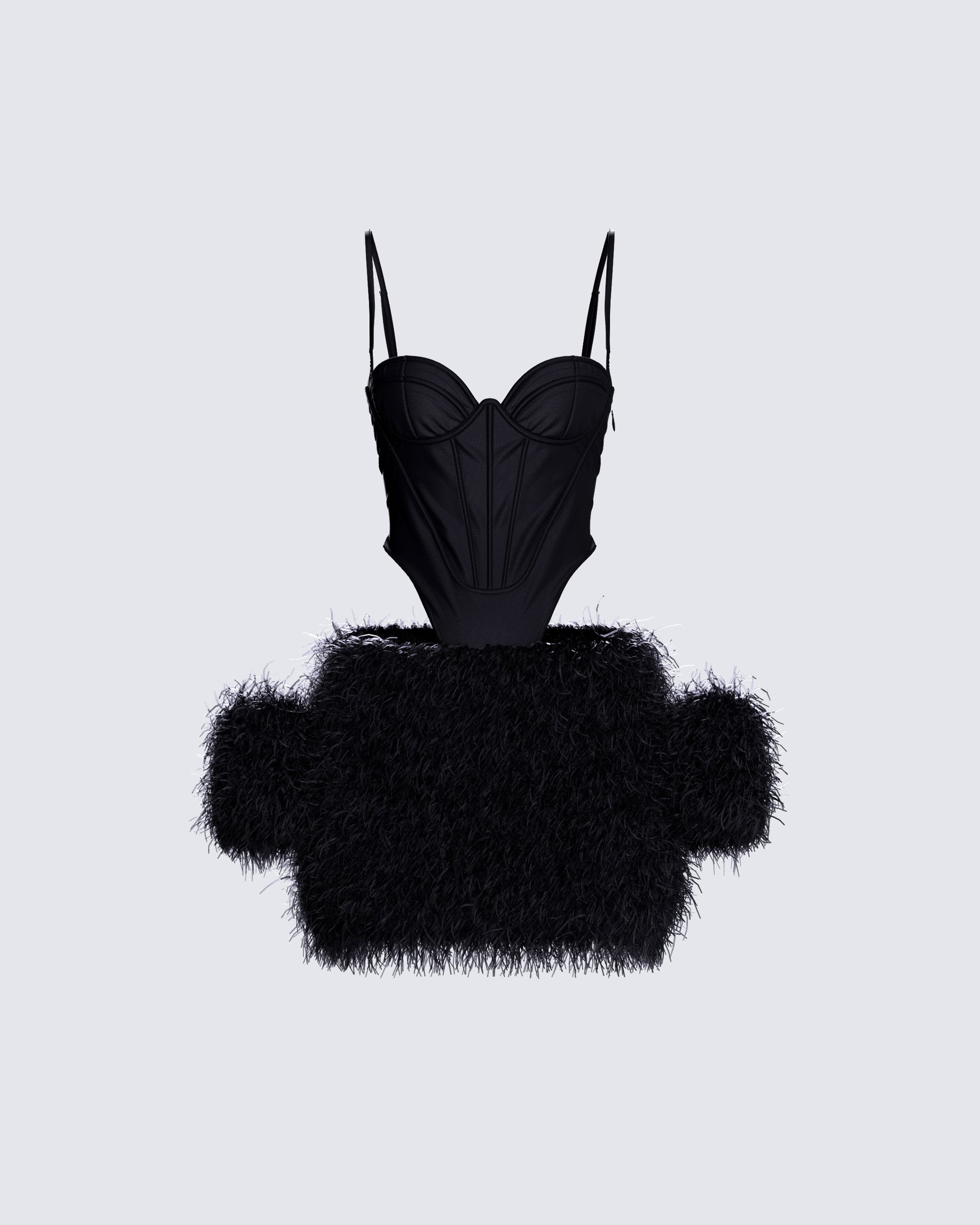 Fara Black Satin Faux Fur Set product front