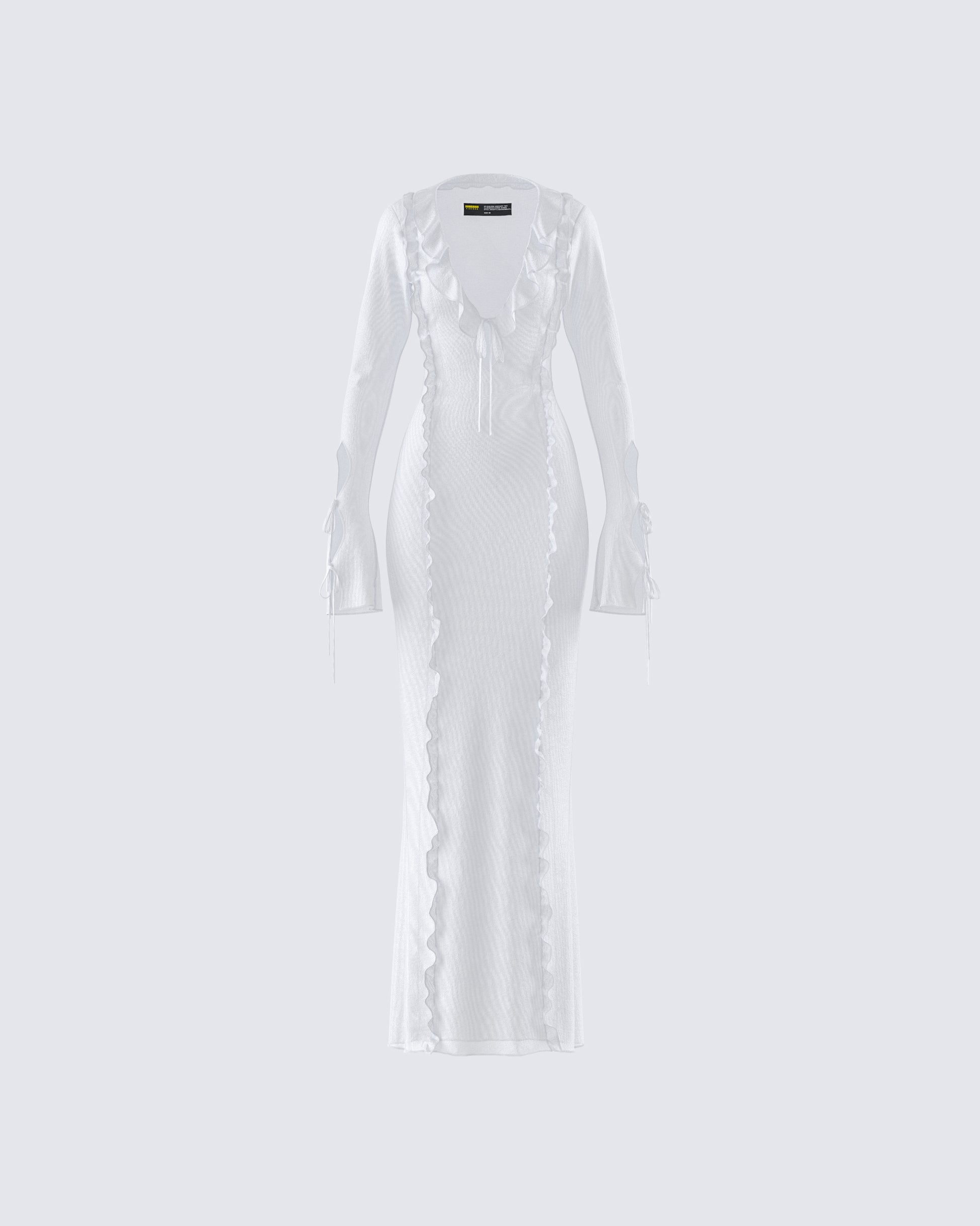 Florence White Mesh Maxi Dress product front