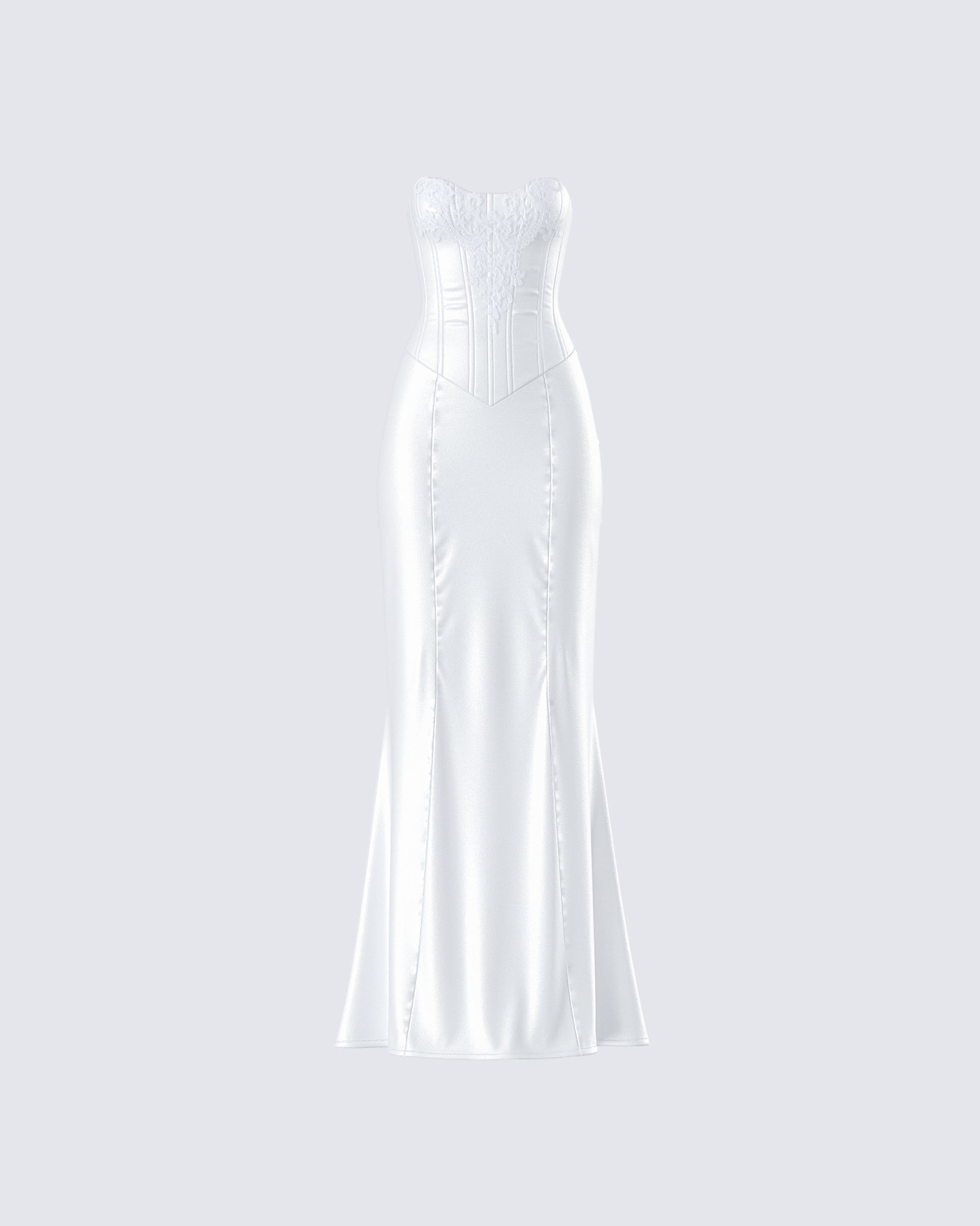 Katana White Lace Applique Gown 3d product front
