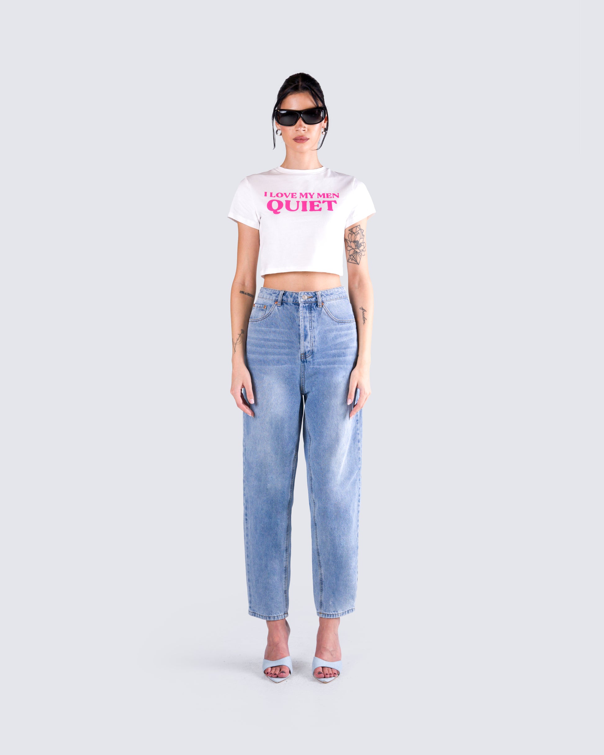 Kalea White Jersey Graphic Top model front