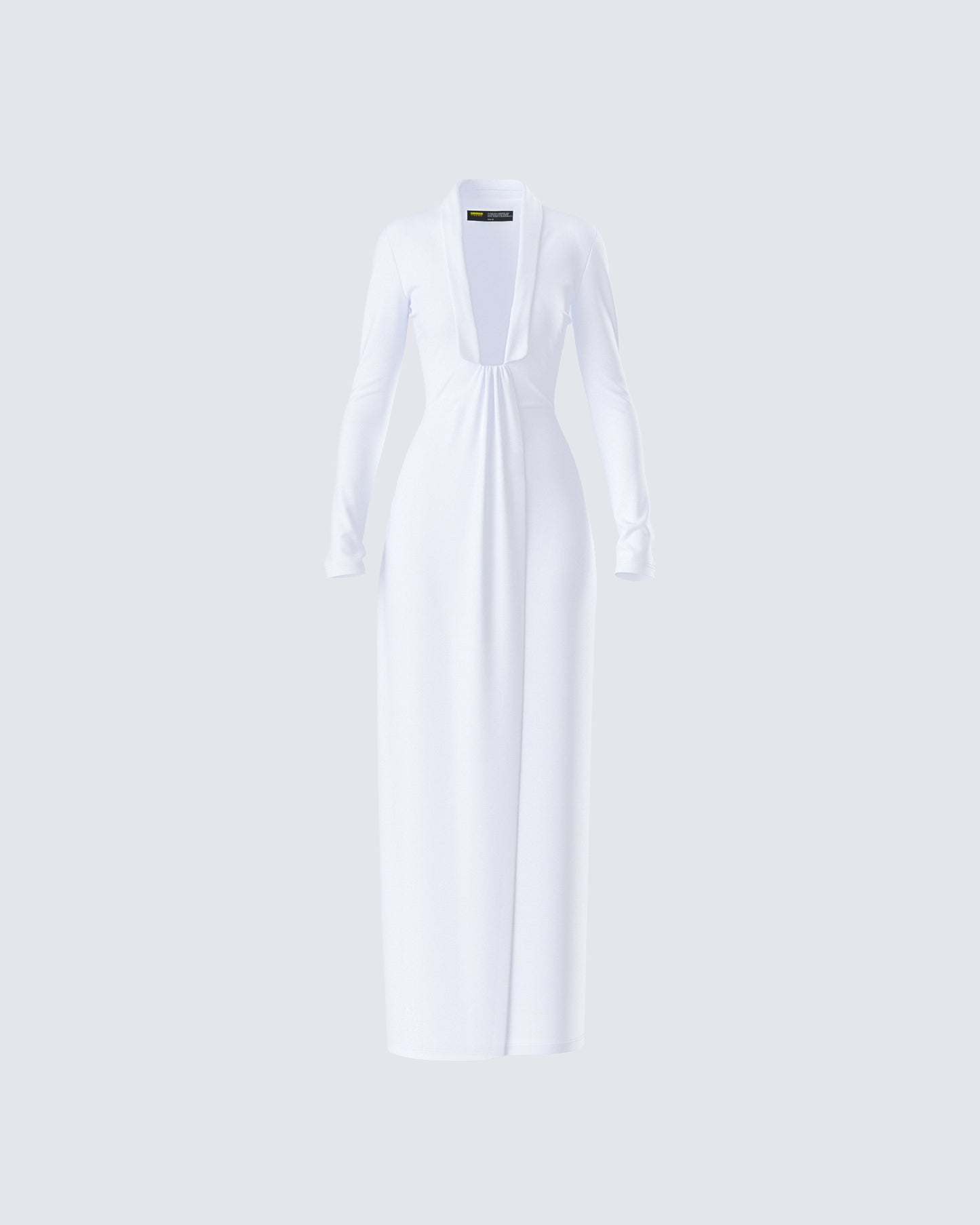 Zaida White Plunge Maxi Dress product front
