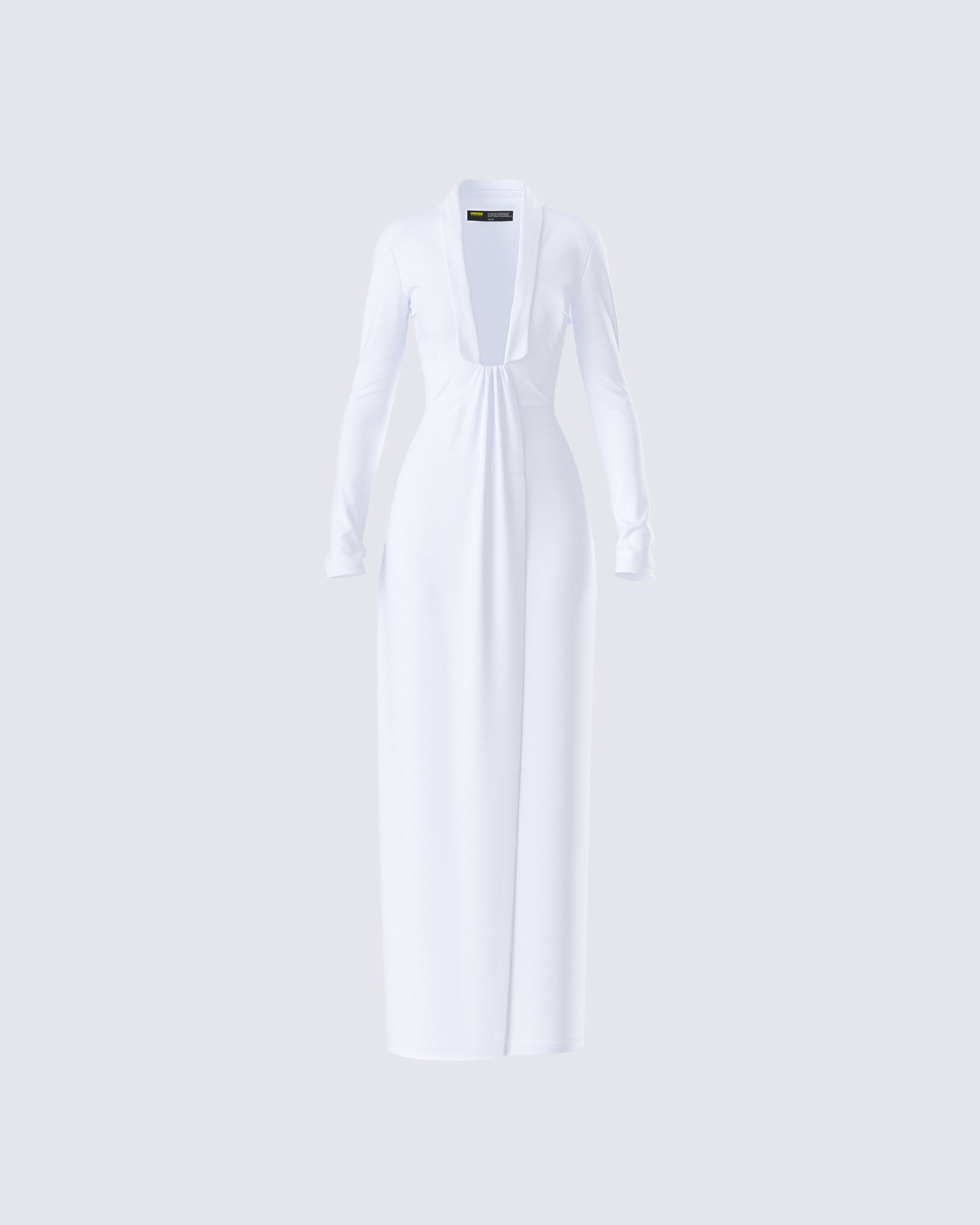 Zaida White Plunge Maxi Dress product front