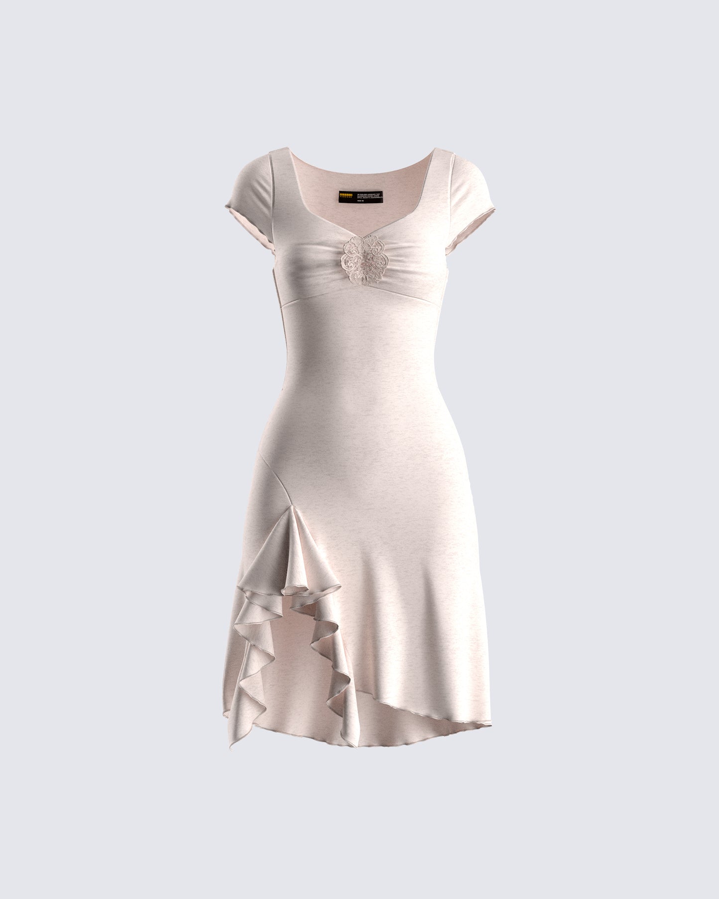 Tai Beige Jersey Ruffle Dress 3d product front