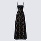 Audrina Black Burnout Maxi Dress product front