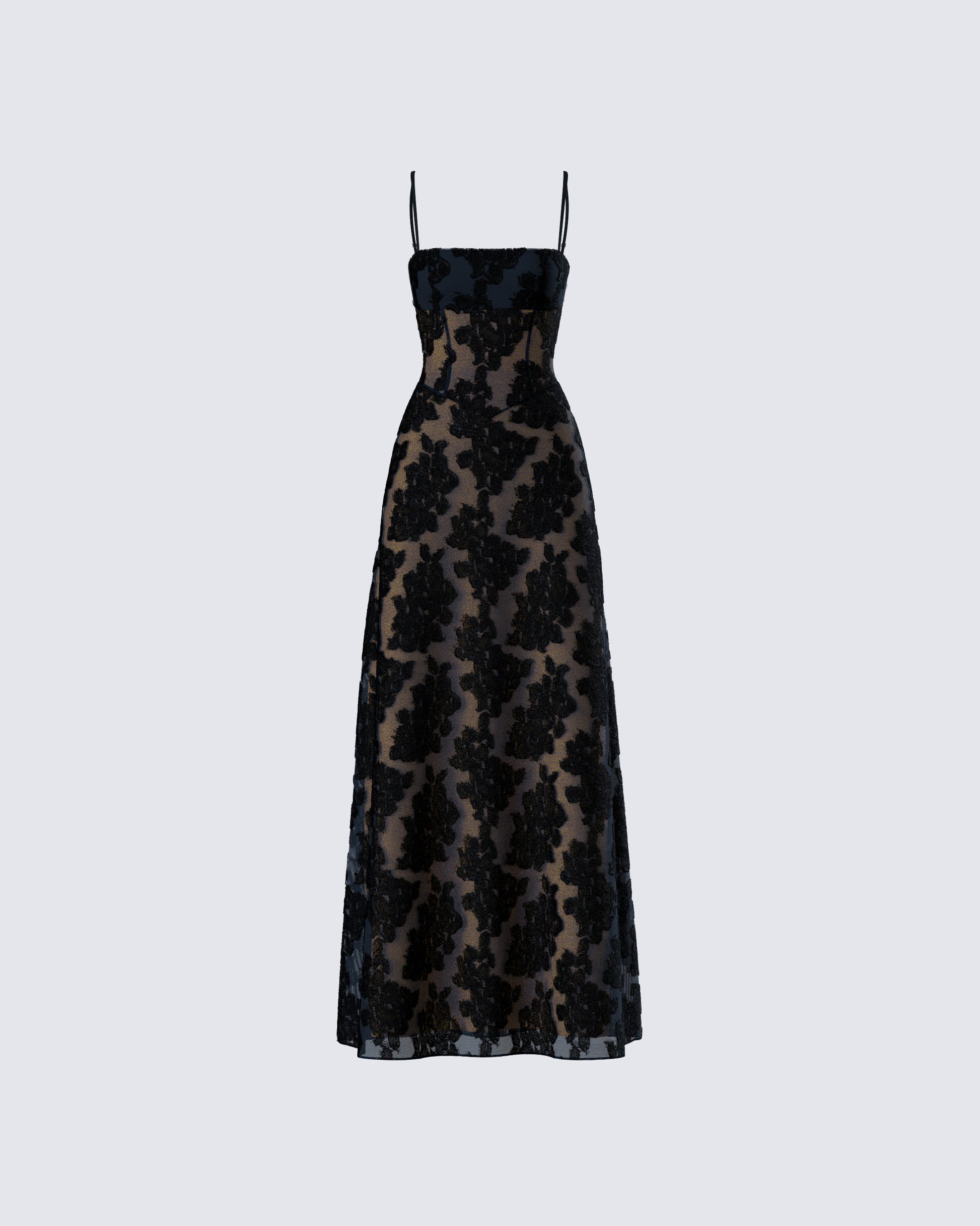 Audrina Black Burnout Maxi Dress product front