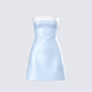 Nivi Blue Banded Satin Mini Dress 3d product front