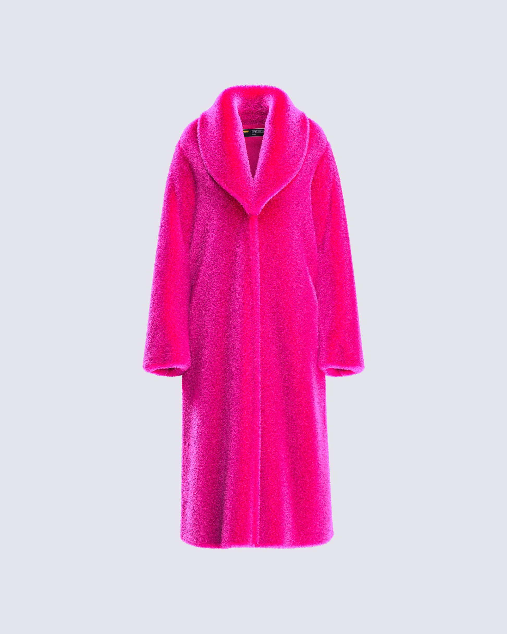 Dorinne Hot Pink Vegan Fur Coat product front