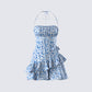 Aubriella Blue Print Mini Dress product front