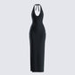 Kiari Black Halter Maxi Dress product front
