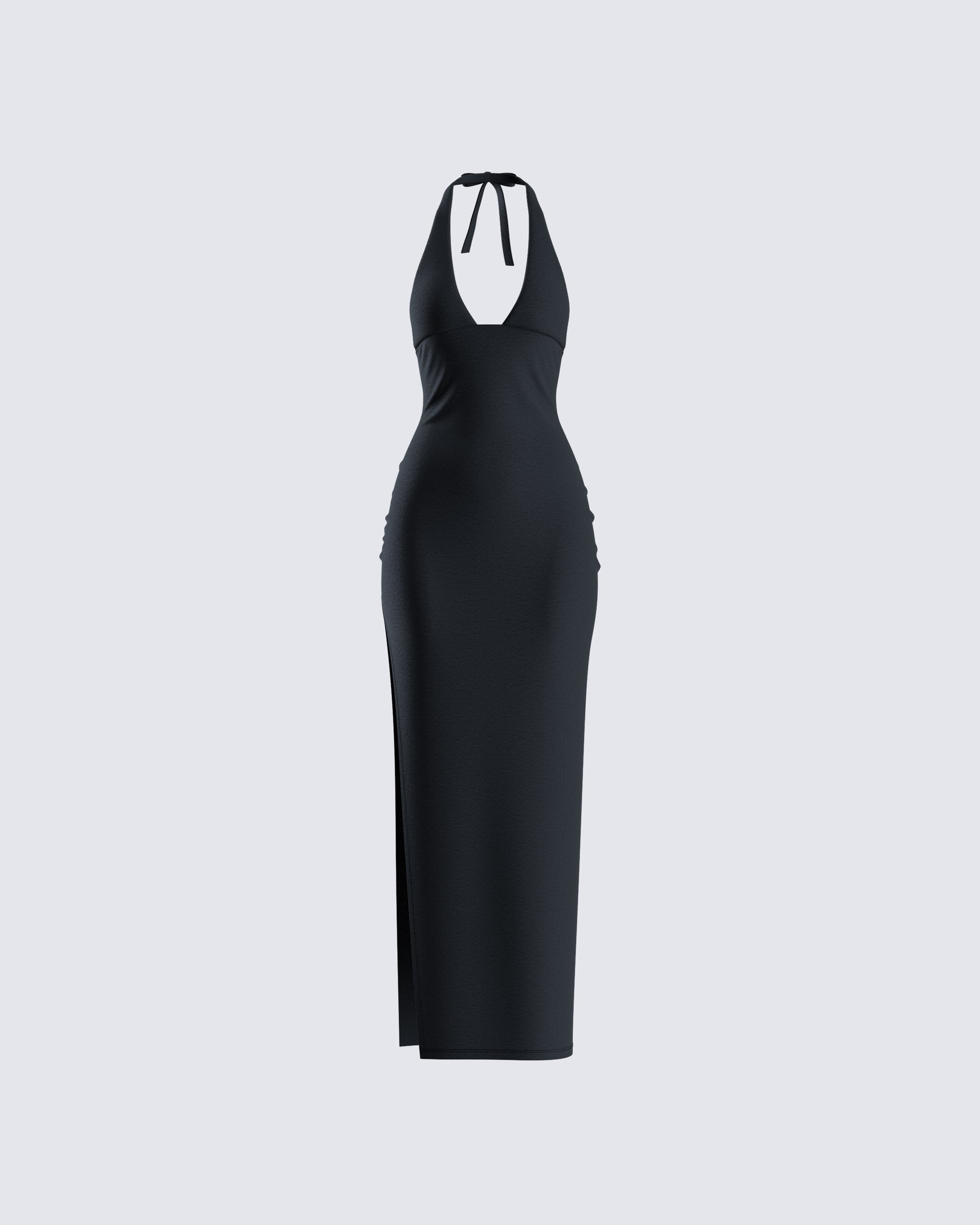 Kiari Black Halter Maxi Dress product front