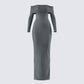 Kyan Charcoal Off Shoulder Maxi Dress 3d product front