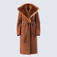 Hala Brown Faux Fur Trim Coat product front