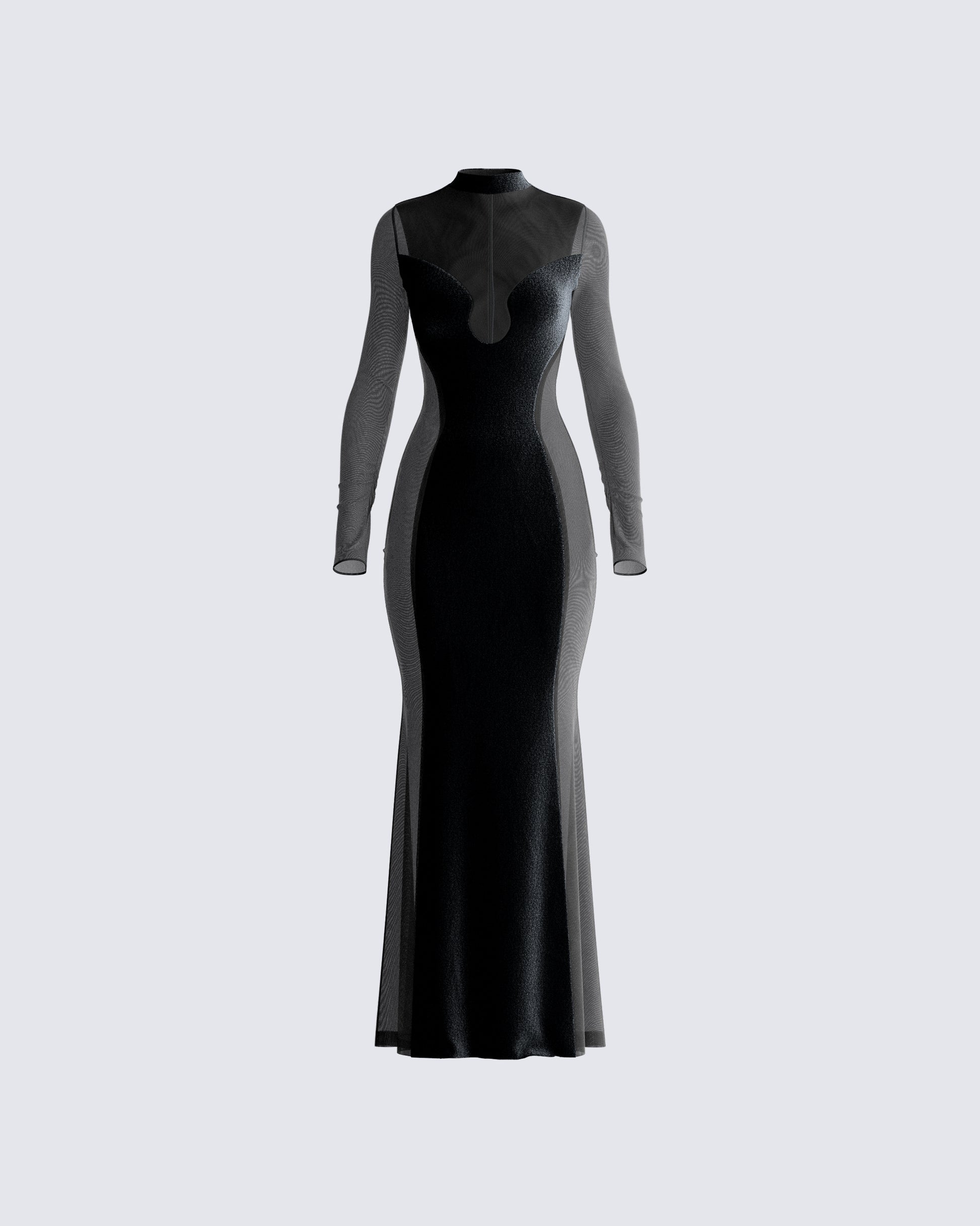 Wilma Black Velvet Paneled Gown product front