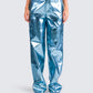 Asta Metallic Blue Trouser Pant model front