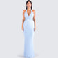 Dana Baby Blue Beaded Maxi Dress model front