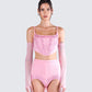 Delisa Pink Rhinestone Corset Top model front