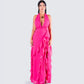 Nandi Hot Pink Ruffle Maxi Dress model front