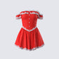 Masami Red Polka Dot Off Shoulder Dress product front