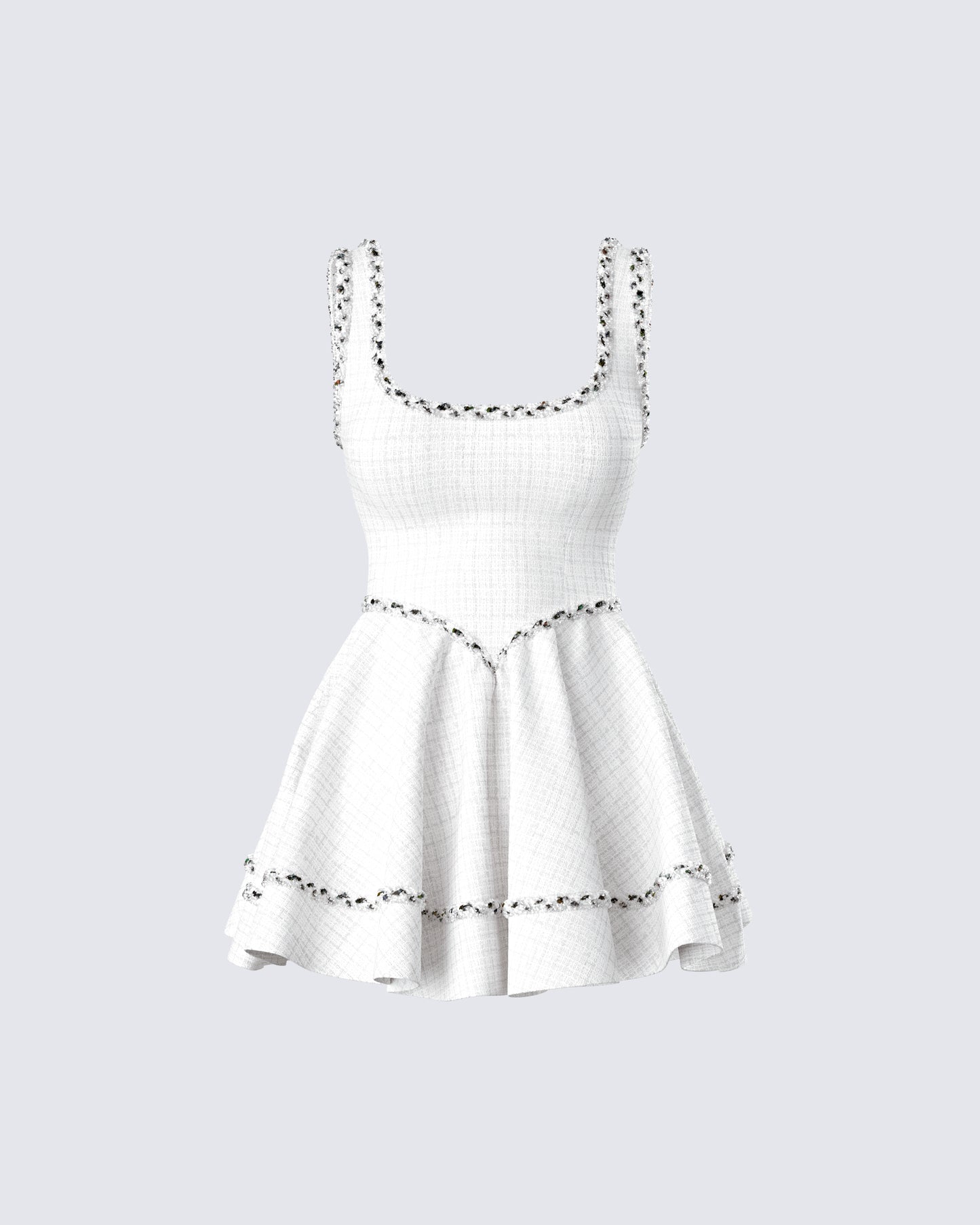 Lorene Ivory Tweed Mini Dress 3d product front