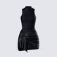 Lindsey Black Wrap Mini Dress 3d product front