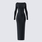 Izel Black Backless Maxi Dress product front