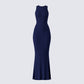 Kinny Navy Butterfly Print Maxi Dress product front