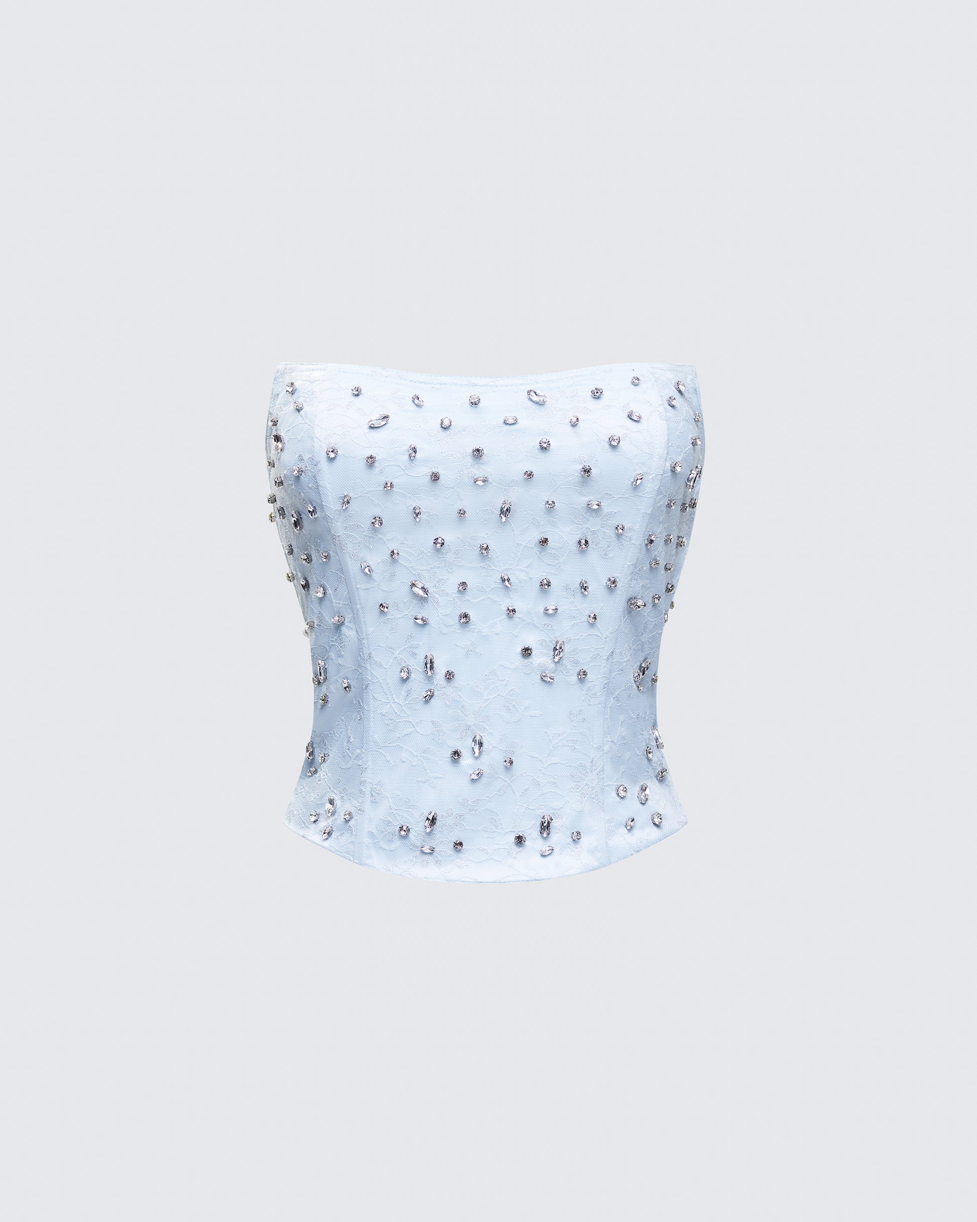 Amielle Baby Blue Hand Beaded Top product front