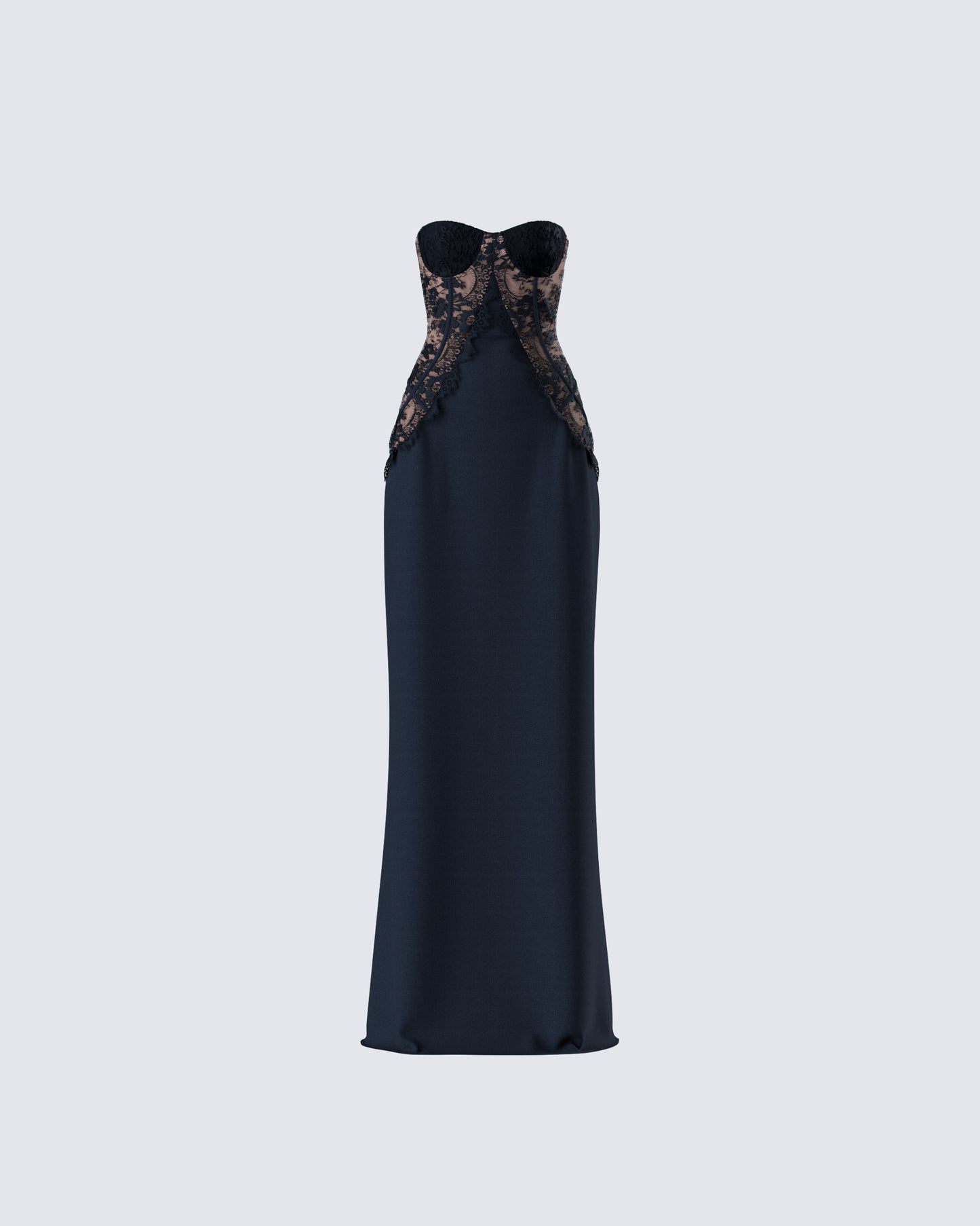 Debra Black Lace Panel Maxi Dress product front