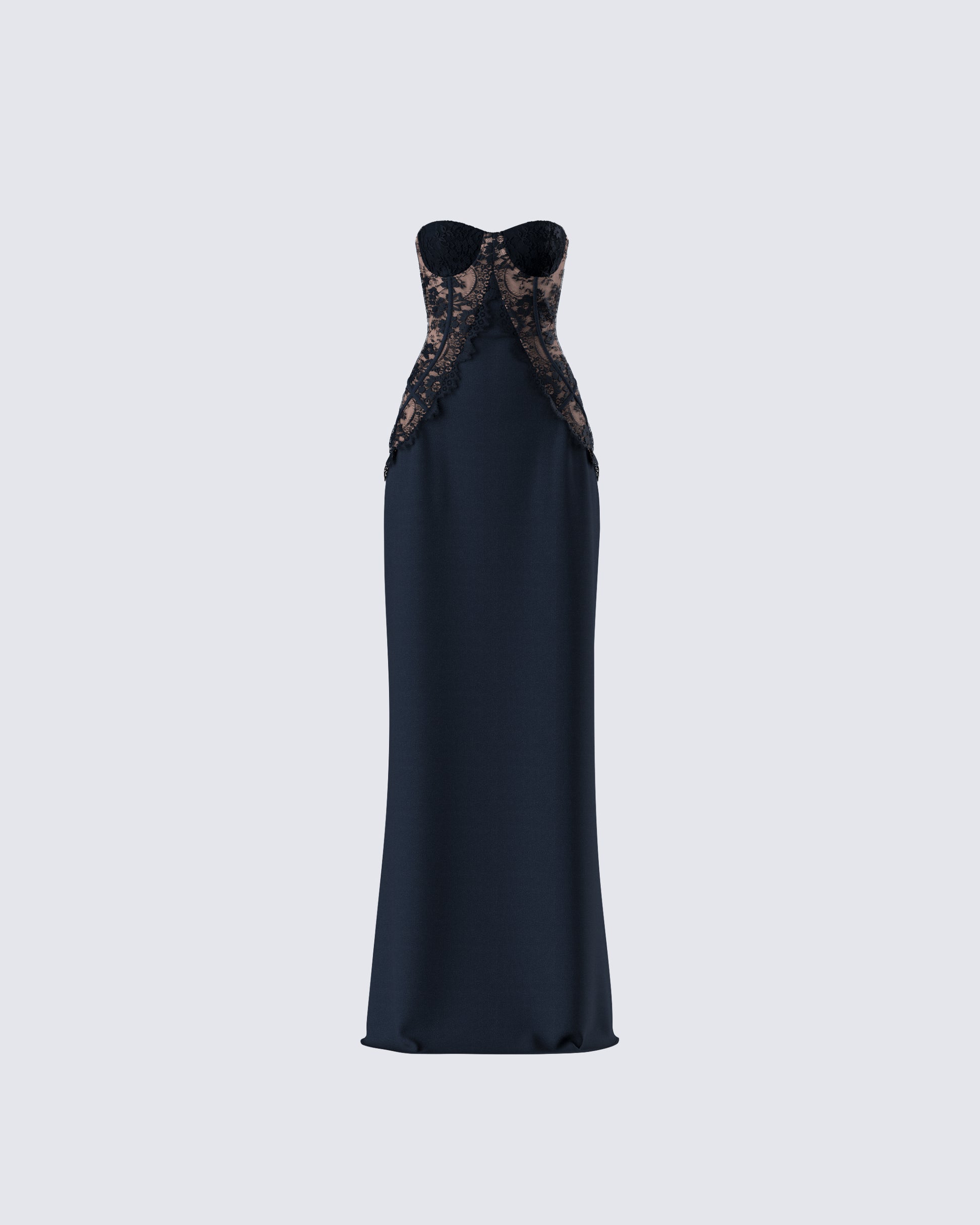 Debra Black Lace Panel Maxi Dress product front