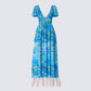 Loire Blue Water Lilies Print Maxi Dress product front