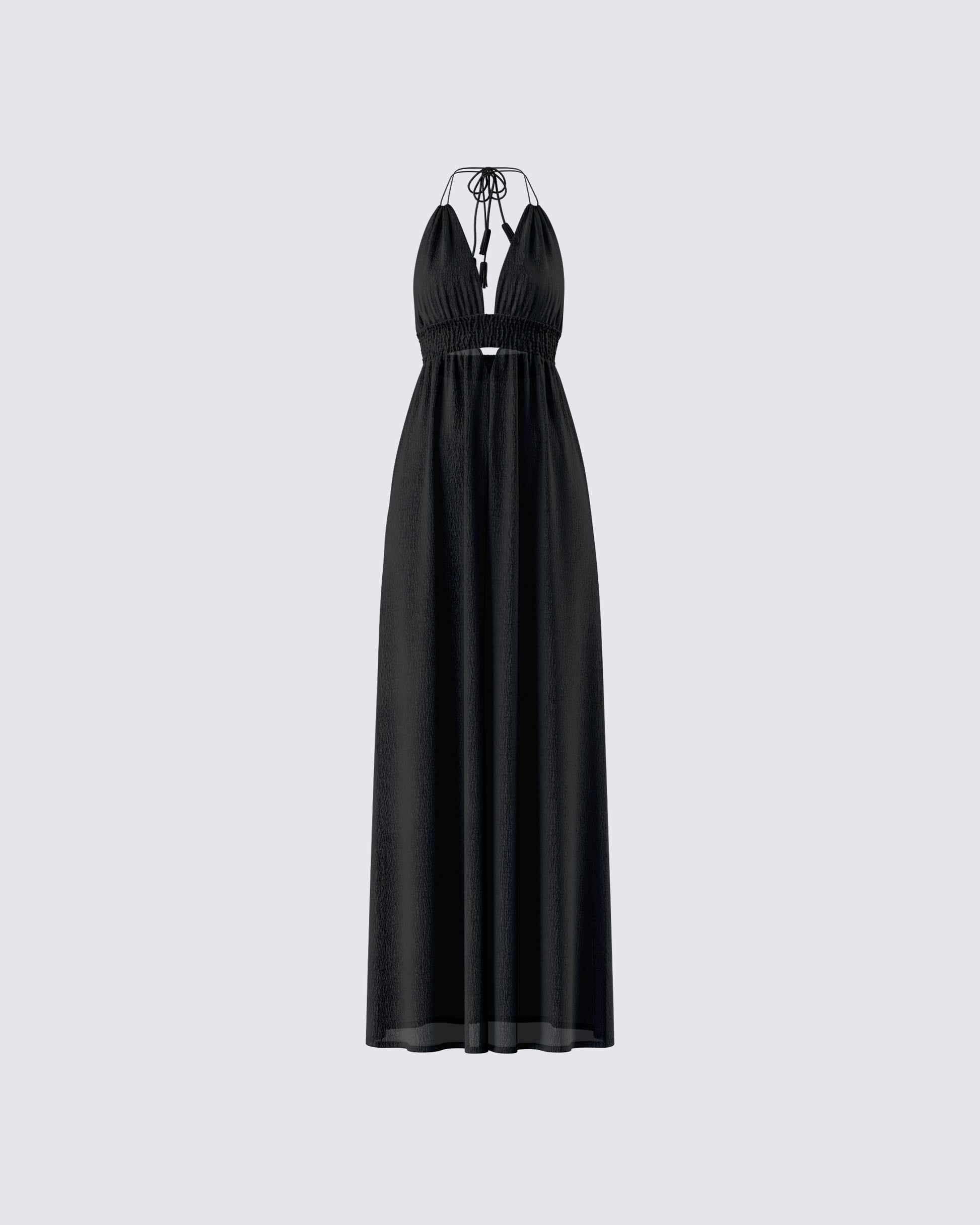 Leida Black Halter Maxi Dress product front