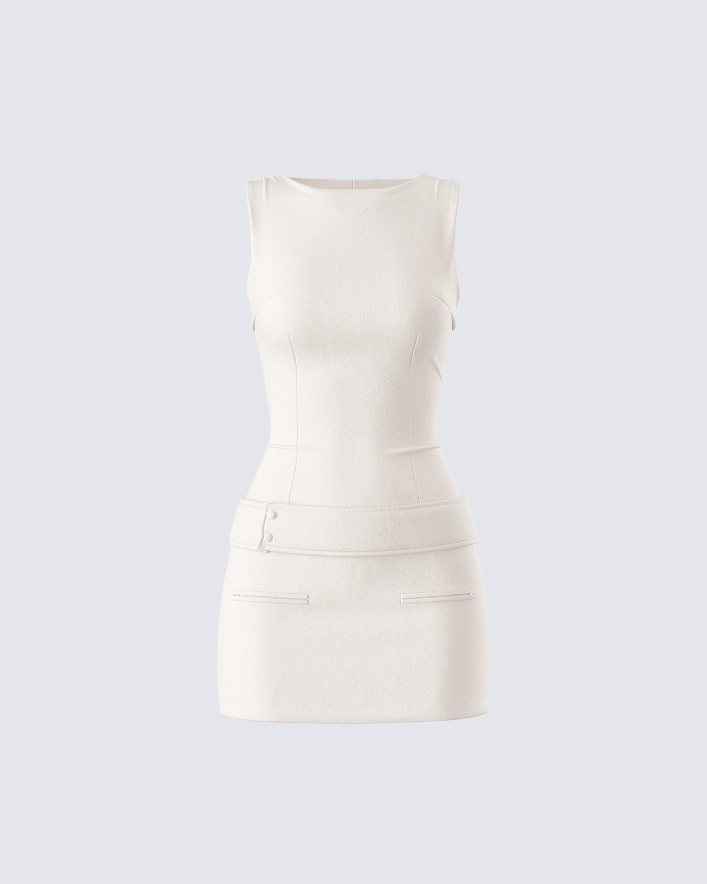 Matiyah Ivory Belted Micro Mini Dress product front