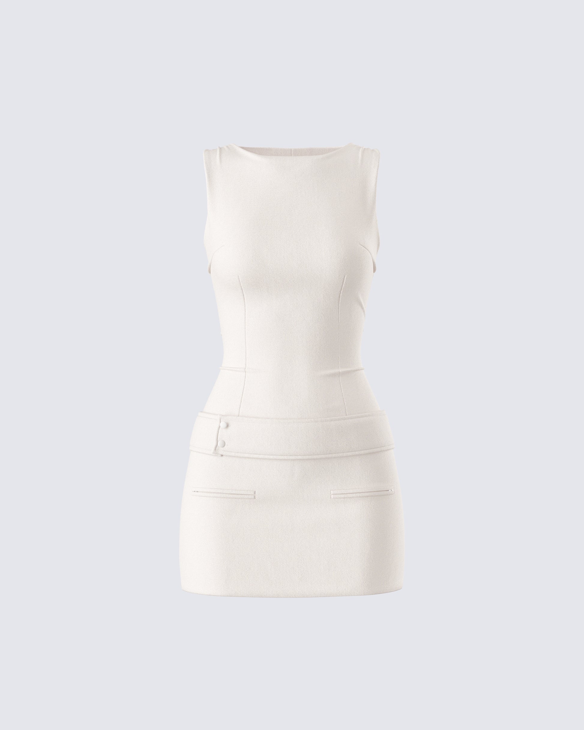 Matiyah Ivory Belted Micro Mini Dress product front