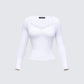 Draya White Rib Lace Top product front