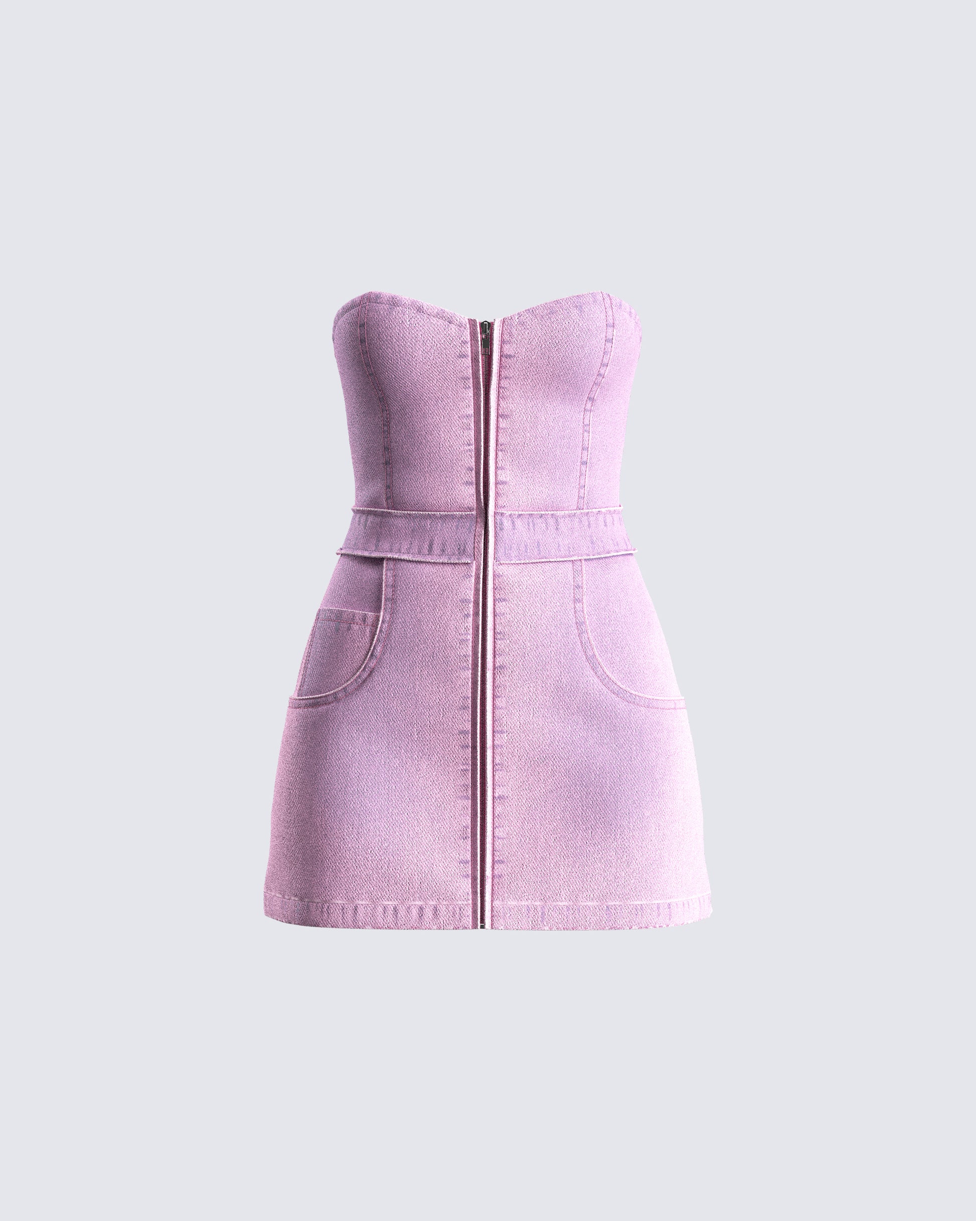 Malena Pink Denim Mini Dress 3d product front