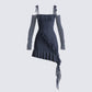 Solene Navy Mesh Mini Dress product front
