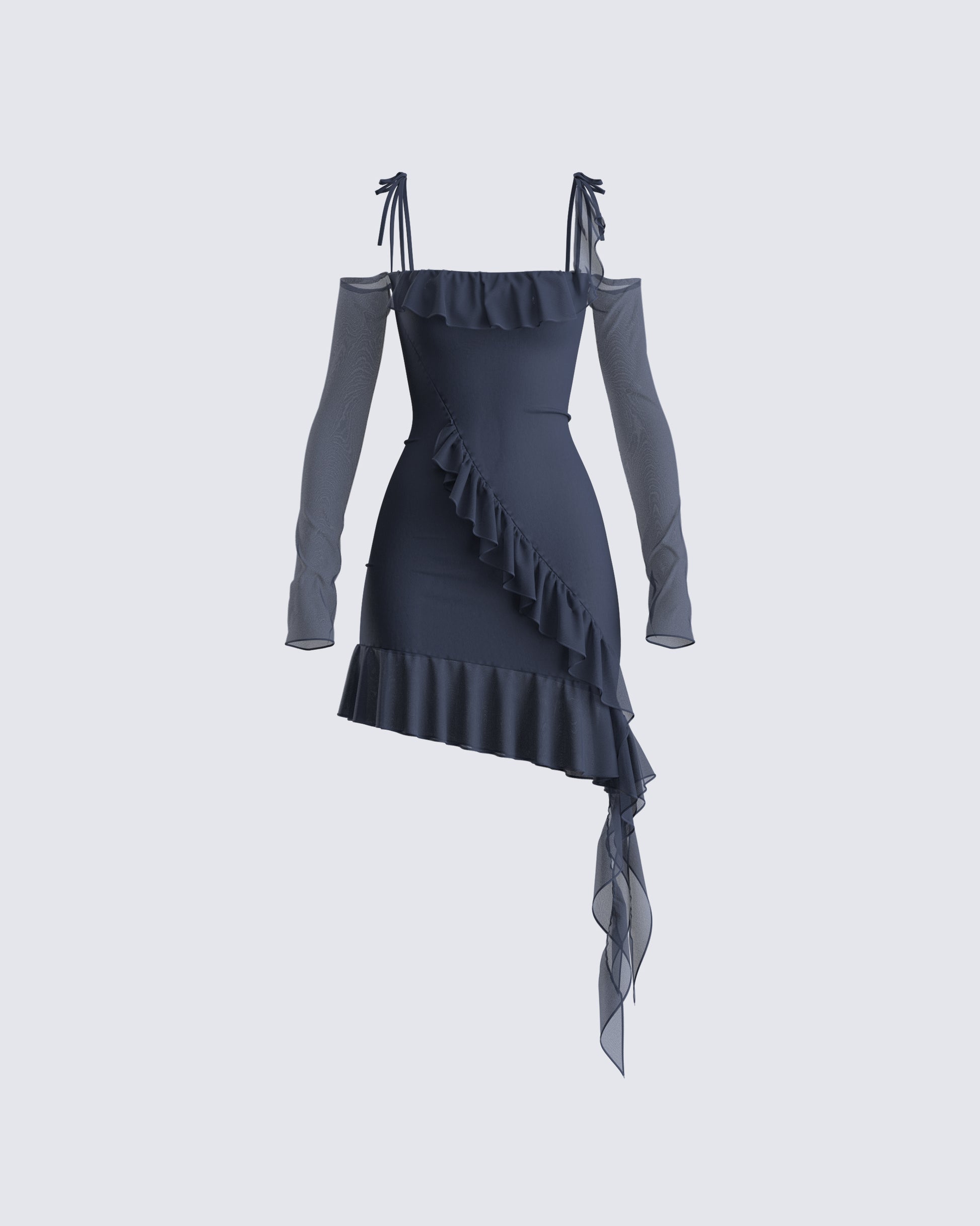 Solene Navy Mesh Mini Dress product front