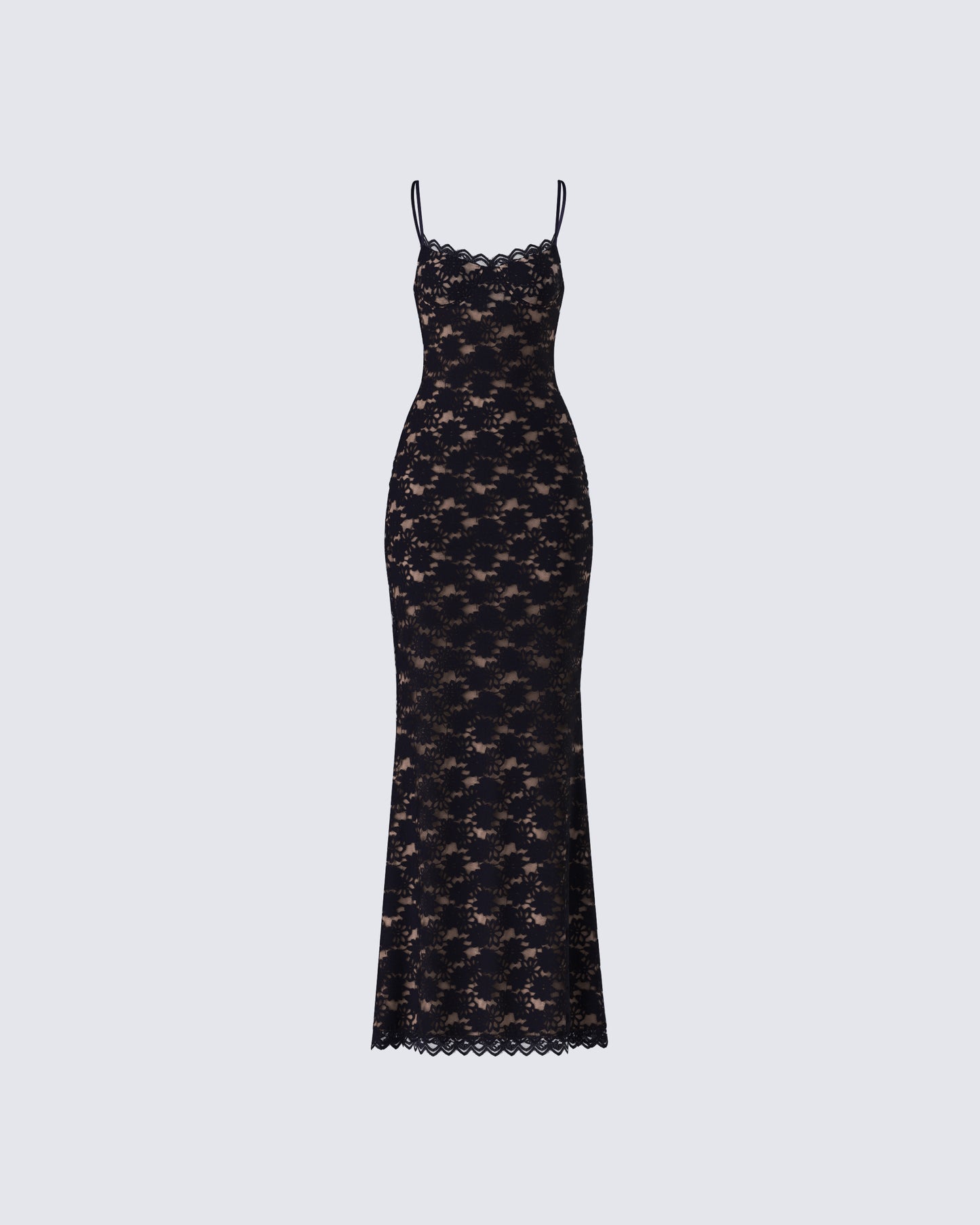 Nevaeh Black Lace Maxi Dress product front
