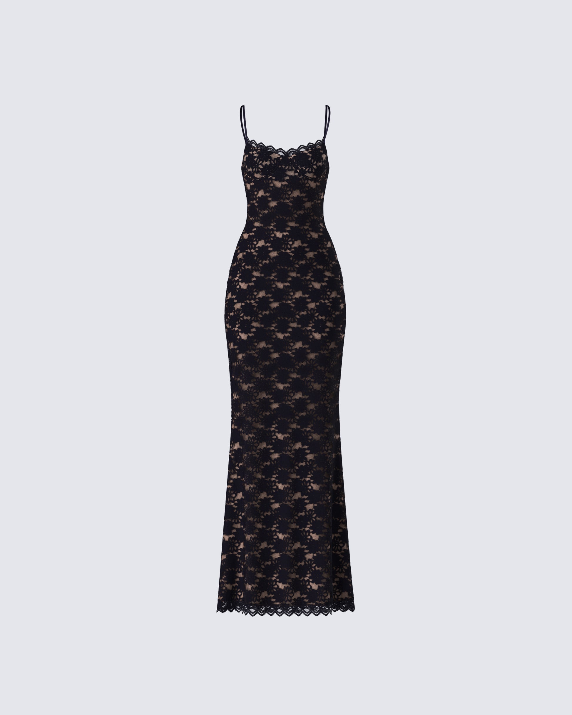 Nevaeh Black Lace Maxi Dress product front