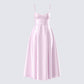 Eulla Pink Satin Midi Dress product front