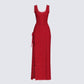 Kimoni Red Ruffle Corset Maxi Dress product front