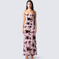 Lara Floral Velvet Burnout Dress model front