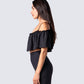 Catalina Black Chiffon Ruffle Top