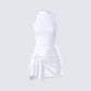 Lindsey White Wrap Mini Dress 3d product front