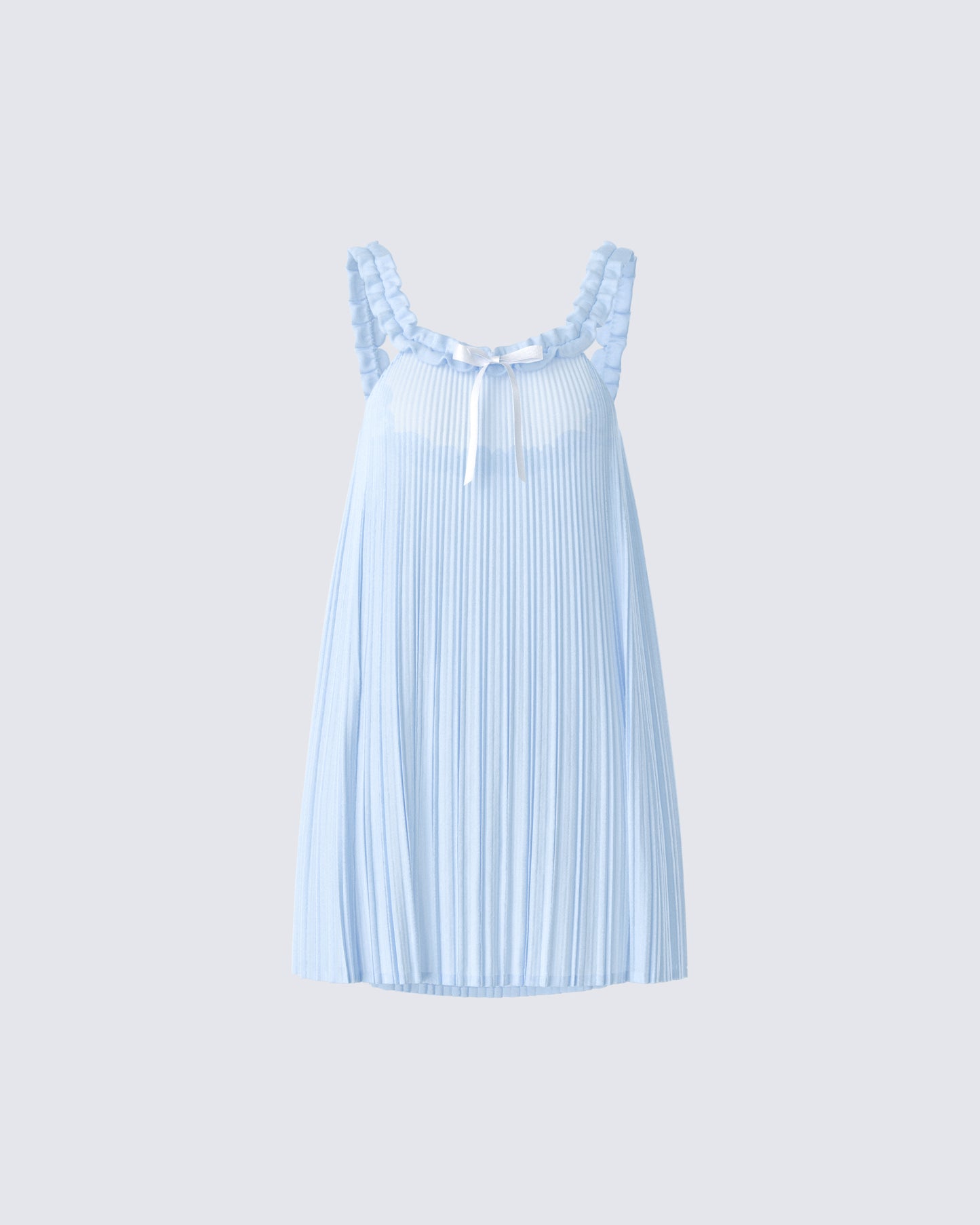 Olwen Baby Blue Plisse Mini Dress product front