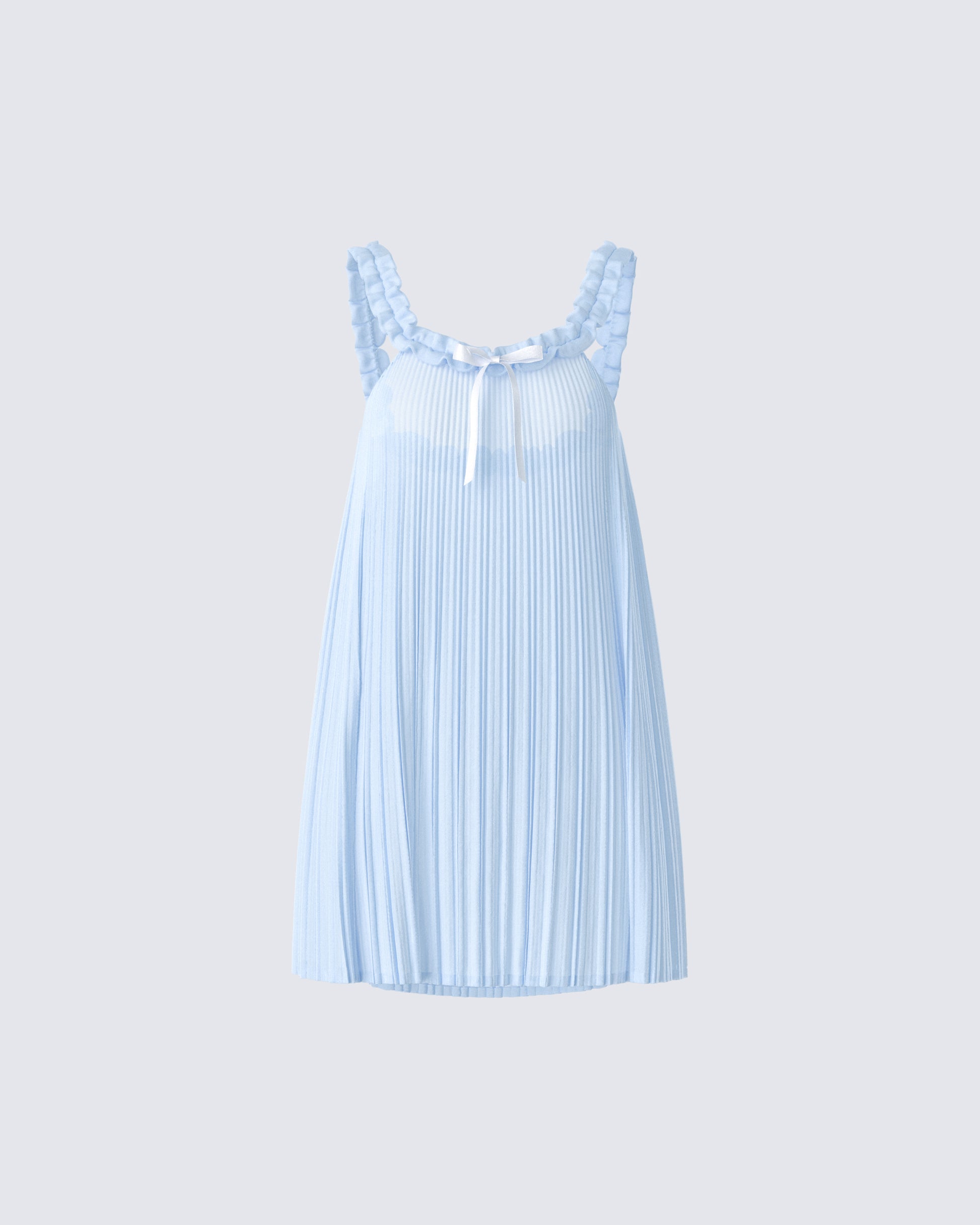 Olwen Baby Blue Plisse Mini Dress product front