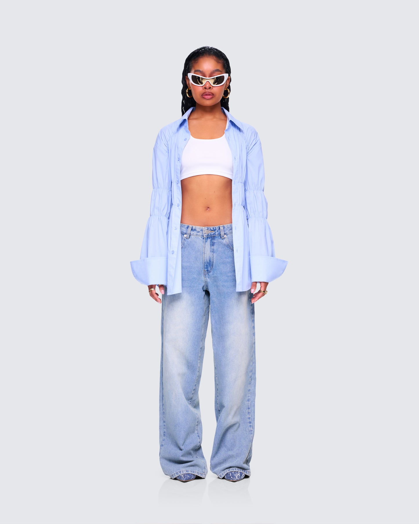Reina Denim Set model front
